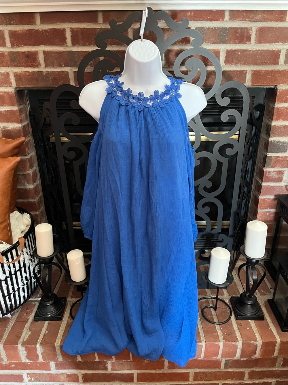 Mlle Gabrielle Royal Blue Floral Cold Shoulder dress Size:XL